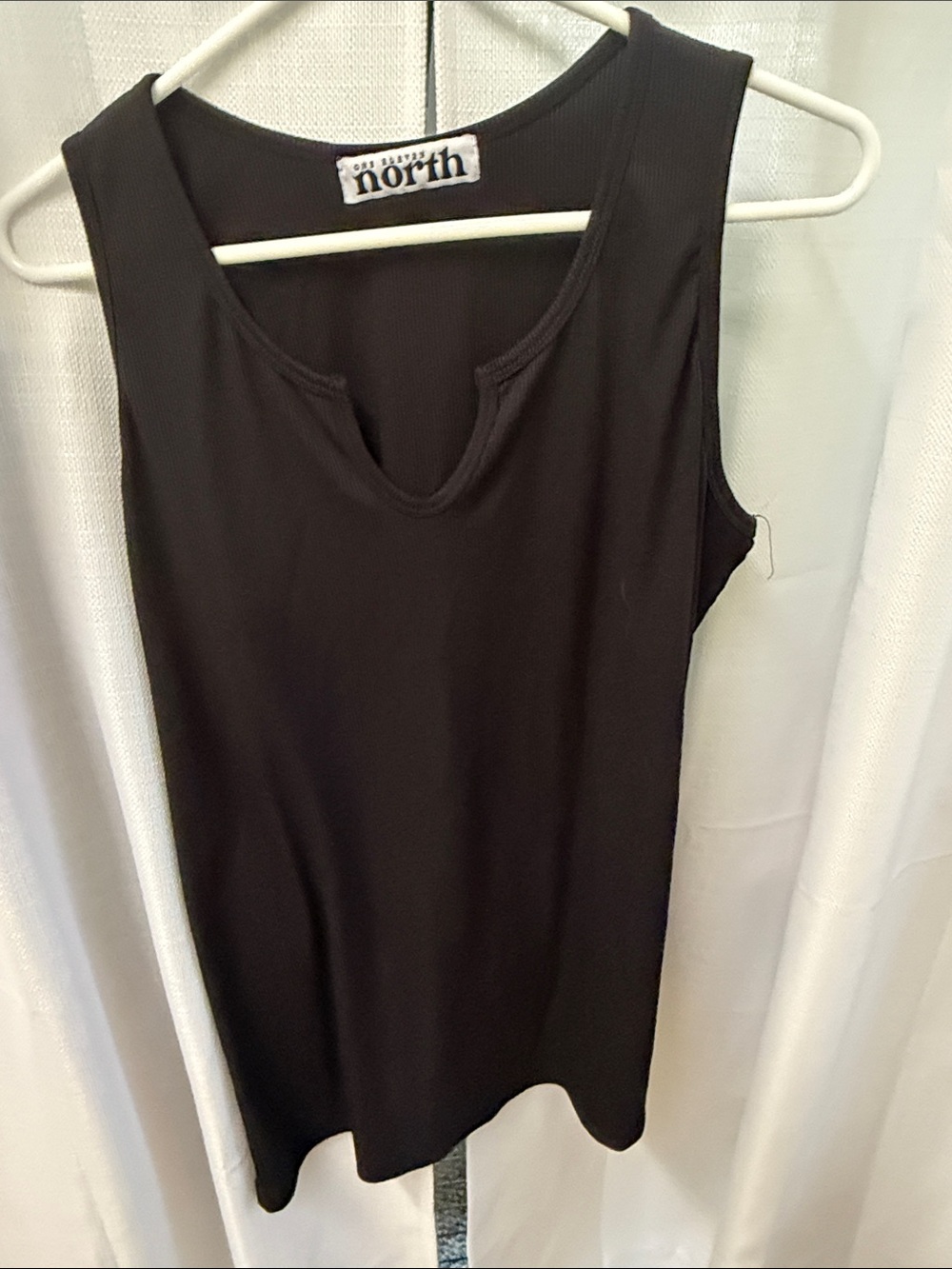 North Black Notch-Neck Tank Top